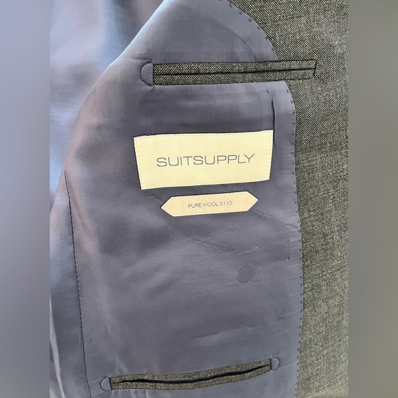 Suitsupply Men Wool Suit Jacket Grey Slate S110 Formal Business Work Size 38 - Picture 10 of 16